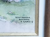 a picture of a painting of a sheep in a field
