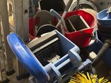 many different types of cleaning equipment in this room