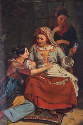 Ecole du XIXème siècle. La diseuse de bonne aventure.