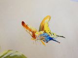 a painting of a butterfly that is flying in the air