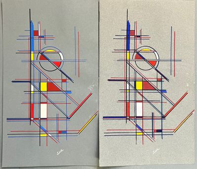 Nicolas SCHÖFFER (1912-1992). Figures géométriques sur fond …