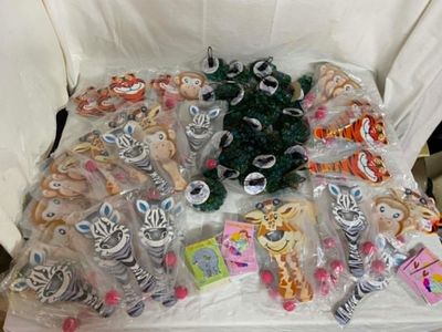 a table with a lot of cookies and other items on it