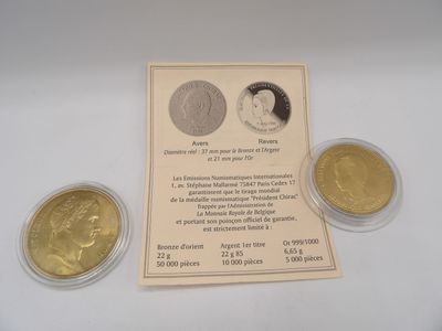 two coins are sitting next to each other on a table