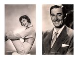 two black and white photos of a man and a woman posing for a picture