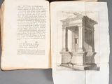 an open book with a drawing of a man sitting on a bench