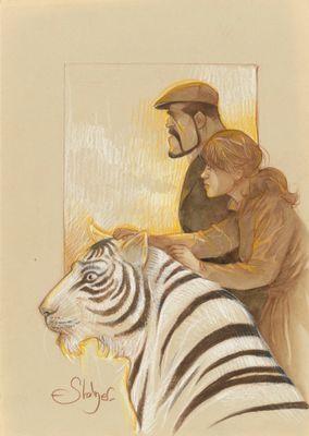 STALNER né en 1959. L'oiseau rare. Le tigre blanc. Dessin or…