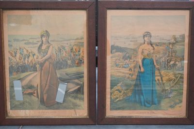Paire de gravures couleur "la France en paix".
