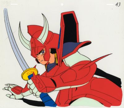 une image représentant le dessin d'une femme vêtue d'une tenue rouge et tenant une épée