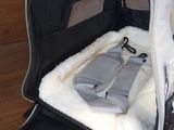 a cat in a cat carrier that is on the floor