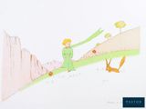 un dessin représentant une femme et un chat sur une colline