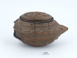 an image of a brown teapot with a lid on a white surface
