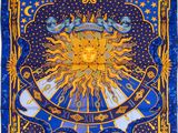 a blue banda with a sun and stars on it