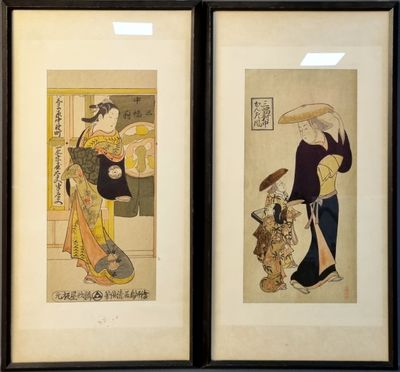 JAPON - XXe siècle; Deux estampes, retirages : - D'après Tor…