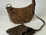 sac à main à imprimé léopard avec portefeuille et bandoulière assortis