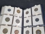 a lot of coins that are in a case