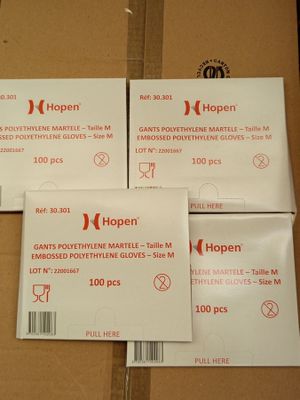 Lot de 174 paquets de 100 gants polyethylene martelle - diff…