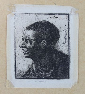 a black and white drawing of a man with a beard