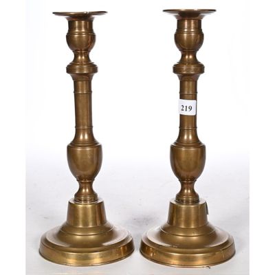 pair of antique brass candlesticks with candlestick holders