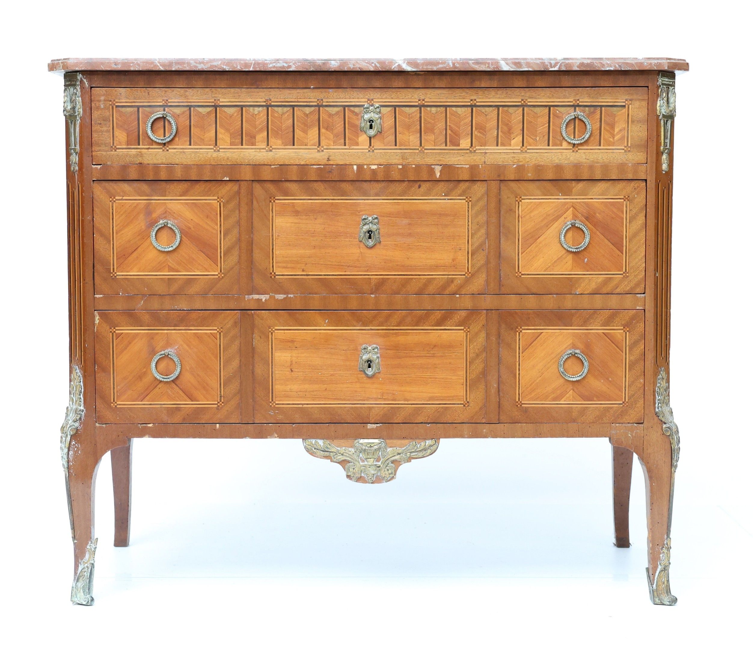 Commode de forme rectangulaire en bois de placage ouvrant à …