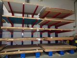 many shelves in the warehouse with boxes on them