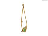 un gros plan d'un pendentif en forme de diamant vert et blanc sur fond blanc