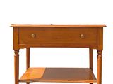 a small wooden table with a shelf underneath it