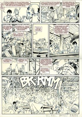 une page de bande dessinée sur laquelle figure une bande dessinée au centre