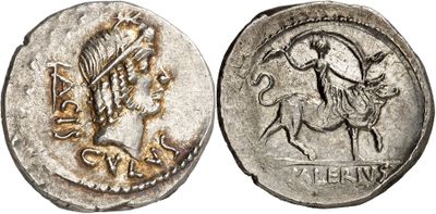 a silver coin with an image of a man on a horse