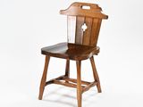 chair made of wood with a wooden seat on a white background