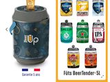 a picture of a beer can cooler with a beer in it