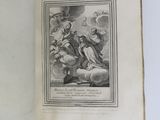 an open book with a drawing of a man on a horse