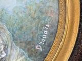 a painting of a dog that is in a gold frame