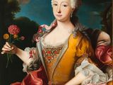 portrait of a lady in a yellow dress holding a flower