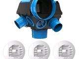 three different types of air duct valves with a white background