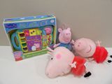 pep the pig and his friends are posed next to a toy phone