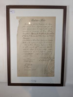 MUTSU- HITO. Empereur du Japon (1852-1912). 2 Nominations of…