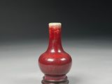 chinese red glaze snuffling vase with wooden stand