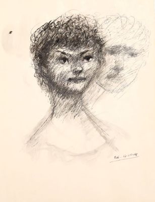 une image représentant le dessin du visage d'une femme en noir et blanc
