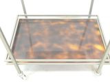 chrome and tortoises serving cart with glass top