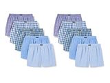 a group of men ' s boxers with blue and white checks