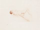 a drawing of a man laying down on the ground