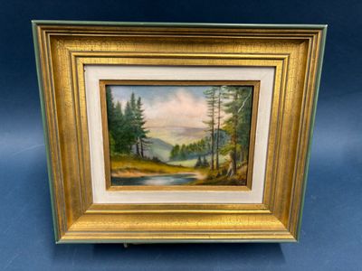 LIMOGES Fauré Plaque de métal émaillée figurant un paysage e…