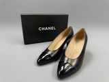 chanel black patent pointed toe pumps