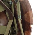 a close up of a helmet on a white background