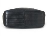 an image of a black leather bag on a white background