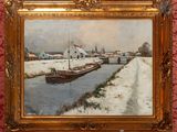 a picture of a painting of a boat on the water