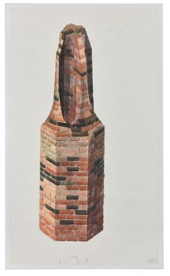 an image of a painting of a brick chimney on a white background