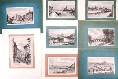 Ensemble de huit gravures figurant des vues de villes (usure…