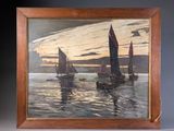 an image of a painting of sailboats in a body of water