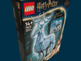 une boîte contenant un ensemble Lego Harry Potter sur laquelle figure l'image d'un cerf